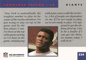 1991 Pro Line Portraits #234 Lawrence Taylor Back