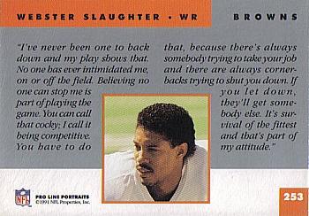 1991 Pro Line Portraits #253 Webster Slaughter Back