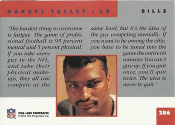 1991 Pro Line Portraits #286 Darryl Talley Back