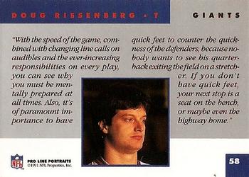 1991 Pro Line Portraits #58 Doug Riesenberg Back