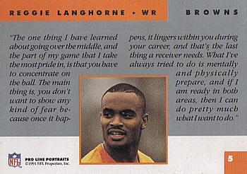 1991 Pro Line Portraits #5 Reggie Langhorne Back