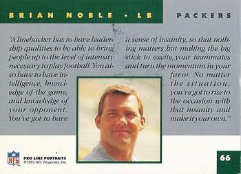 1991 Pro Line Portraits #66 Brian Noble Back