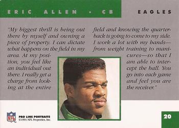 1991 Pro Line Portraits #20 Eric Allen Back