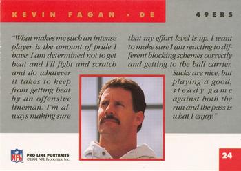 1991 Pro Line Portraits #24 Kevin Fagan Back