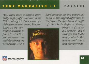 1991 Pro Line Portraits #41 Tony Mandarich Back