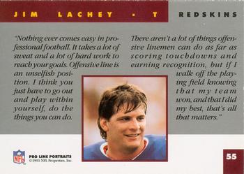 1991 Pro Line Portraits #55 Jim Lachey Back