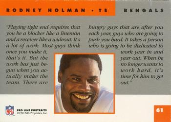 1991 Pro Line Portraits #61 Rodney Holman Back