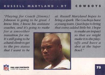 1991 Pro Line Portraits #75 Russell Maryland Back