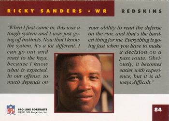 1991 Pro Line Portraits #84 Ricky Sanders Back