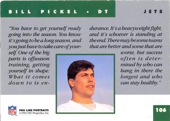1991 Pro Line Portraits #106 Bill Pickel Back