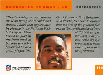 1991 Pro Line Portraits #112 Broderick Thomas Back