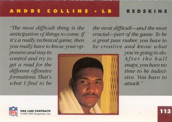 1991 Pro Line Portraits #113 Andre Collins Back