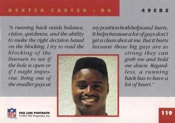 1991 Pro Line Portraits #119 Dexter Carter Back