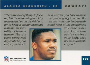 1991 Pro Line Portraits #122 Alonzo Highsmith Back