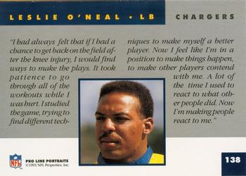 1991 Pro Line Portraits #138 Leslie O'Neal Back