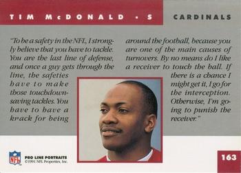 1991 Pro Line Portraits #163 Tim McDonald Back