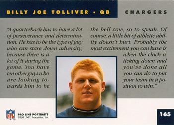 1991 Pro Line Portraits #165 Billy Joe Tolliver Back