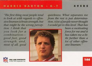 1991 Pro Line Portraits #166 Harris Barton Back