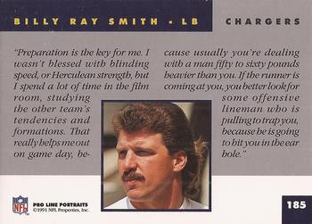 1991 Pro Line Portraits #185 Billy Ray Smith Back