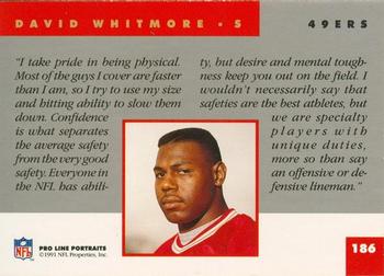 1991 Pro Line Portraits #186 David Whitmore Back
