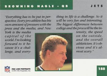 1991 Pro Line Portraits #188 Browning Nagle Back