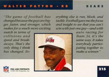 1991 Pro Line Portraits #215 Walter Payton Back
