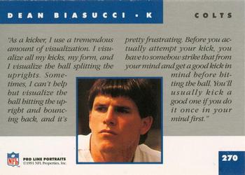 1991 Pro Line Portraits #270 Dean Biasucci Back