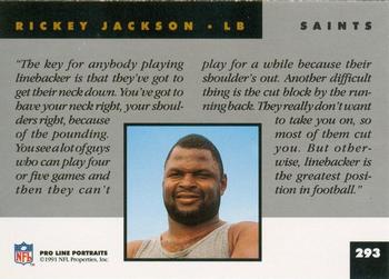 1991 Pro Line Portraits #293 Rickey Jackson Back