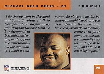 1991 Pro Line Portraits #92 Michael Dean Perry Back