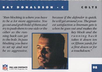 1991 Pro Line Portraits #98 Ray Donaldson Back