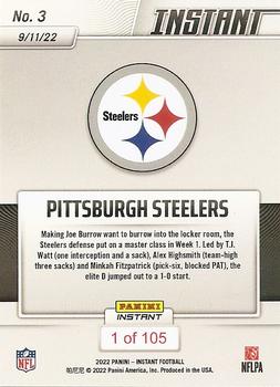 2022 Panini Instant NFL #3 Pittsburgh Steelers Back