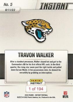 2022 Panini Instant NFL #5 Travon Walker Back