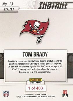 2022 Panini Instant NFL #13 Tom Brady Back