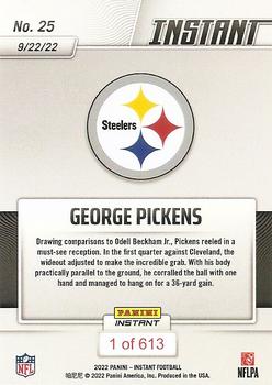 2022 Panini Instant NFL #25 George Pickens Back