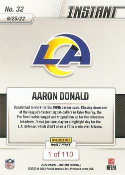 2022 Panini Instant NFL #32 Aaron Donald Back