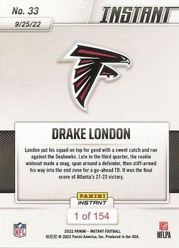 2022 Panini Instant NFL #33 Drake London Back