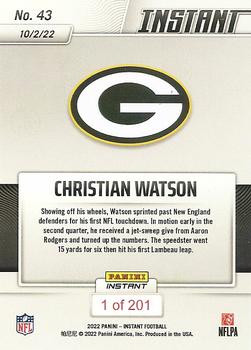 2022 Panini Instant NFL #43 Christian Watson Back