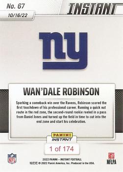2022 Panini Instant NFL #67 Wan'Dale Robinson Back