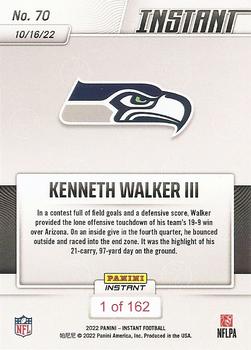 2022 Panini Instant NFL #70 Kenneth Walker III Back