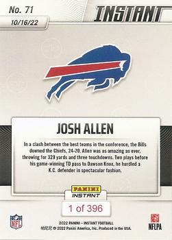 2022 Panini Instant NFL #71 Josh Allen Back