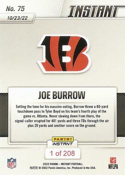 2022 Panini Instant NFL #75 Joe Burrow Back