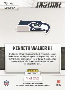 2022 Panini Instant NFL #78 Kenneth Walker III Back