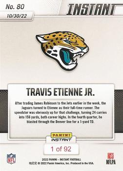 2022 Panini Instant NFL #80 Travis Etienne Jr. Back