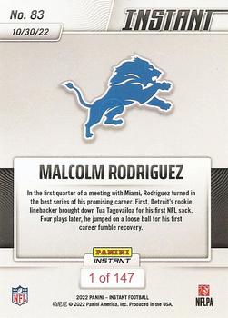 2022 Panini Instant NFL #83 Malcolm Rodriguez Back