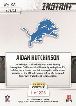 2022 Panini Instant NFL #96 Aidan Hutchinson Back