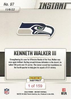 2022 Panini Instant NFL #97 Kenneth Walker III Back