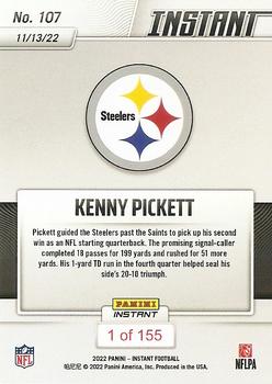 2022 Panini Instant NFL #107 Kenny Pickett Back