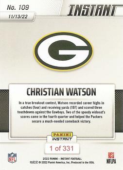 2022 Panini Instant NFL #109 Christian Watson Back