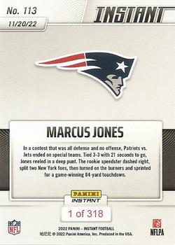 2022 Panini Instant NFL #113 Marcus Jones Back