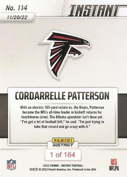 2022 Panini Instant NFL #114 Cordarrelle Patterson Back